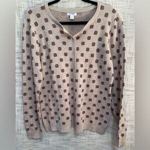Bronze polka dot cardigan, holiday sweater, metallic polka dot sweater